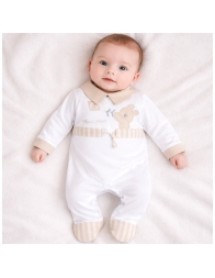 Cotton baby sleepsuit white refined newborn outfit