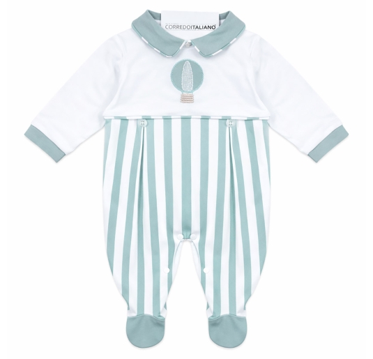 Tutina neonato cotone Nazareno Gabrielli a righe con ricamo