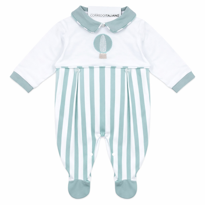 Nazareno Gabrielli cotton baby sleepsuit striped with embroidery