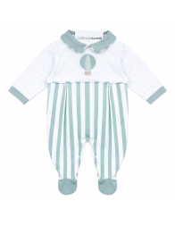 Nazareno Gabrielli cotton baby sleepsuit striped with embroidery