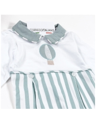 Striped cotton embroidered baby sleepsuit - NG361047VV - Nazareno Gabrielli