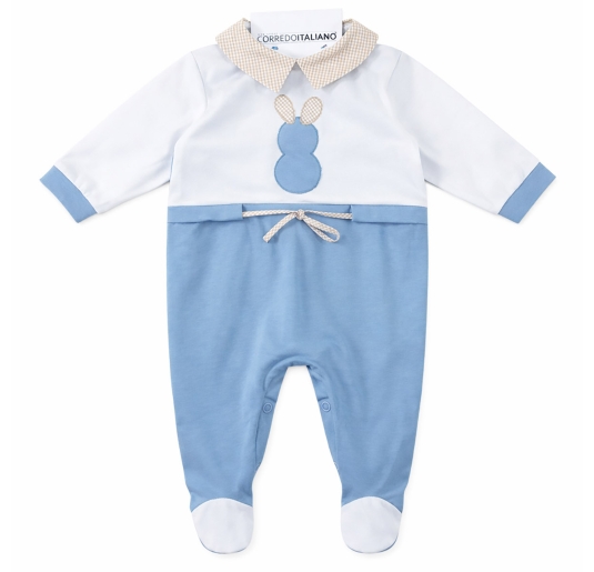 Tutina neonato cotone elegante con colletto e ricamo