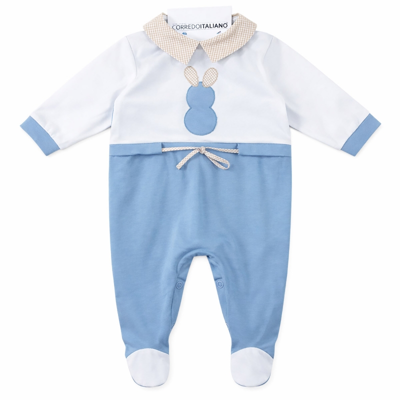 Tutina neonato cotone elegante con colletto e ricamo