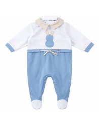 Tutina neonato cotone elegante con colletto e ricamo