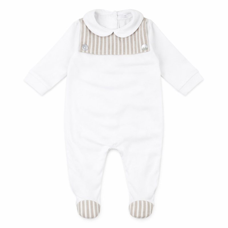 Cotton jersey onesie with collar -...