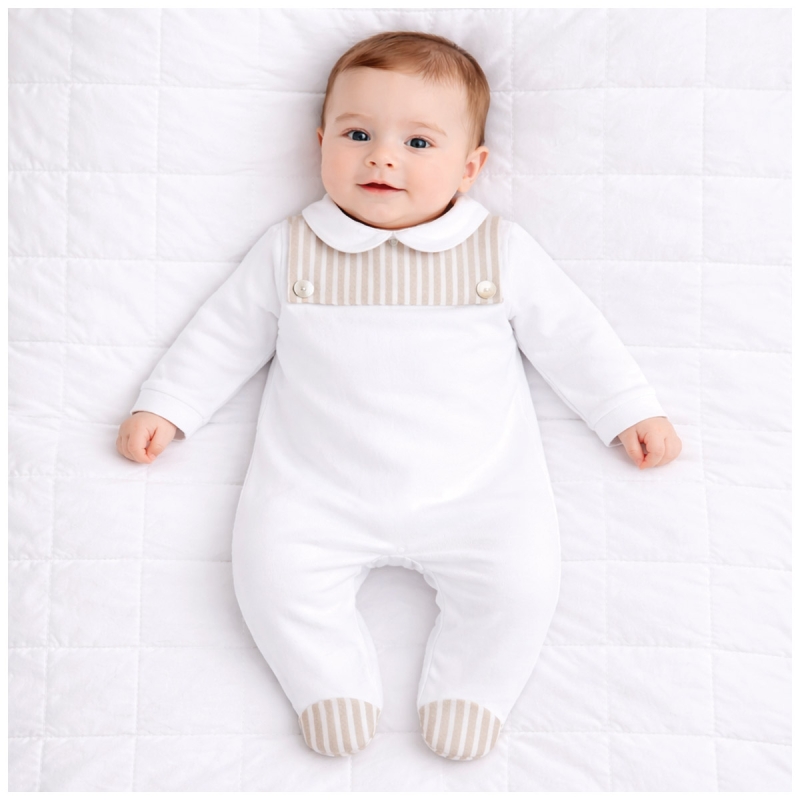 Cotton jersey onesie with collar -...