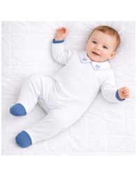 Tutina neonato cotone jersey con piedini e colletto ricamato