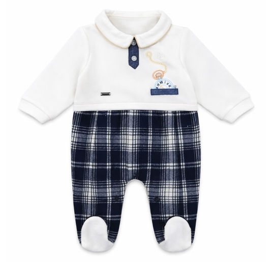 Chenille baby sleepsuit with feet and embroidered detail Mio Piccolo