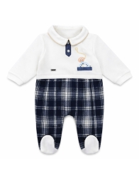 Chenille baby sleepsuit with feet and embroidered detail Mio Piccolo