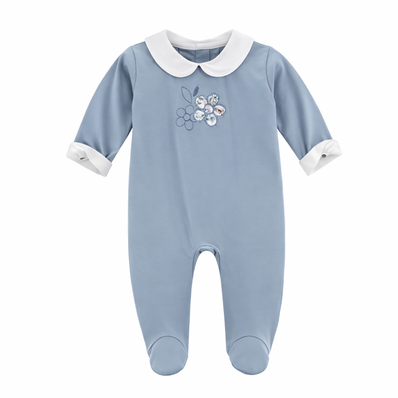 Baby girl cotton jersey sleepsuit...