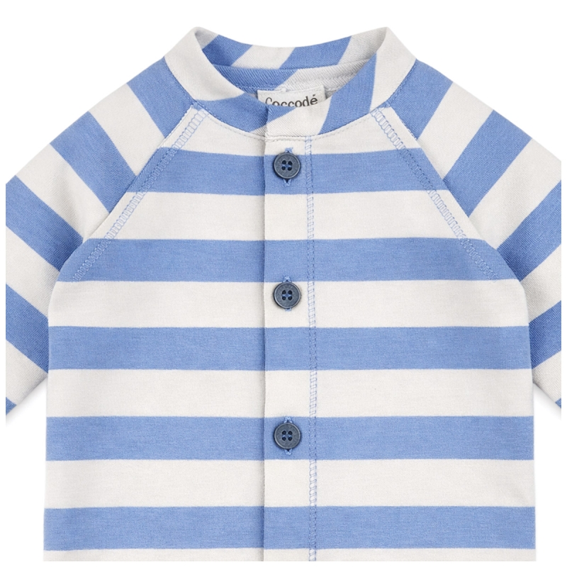 Dettaglio tessuto tutina neonato cotone biologico jersey estivo