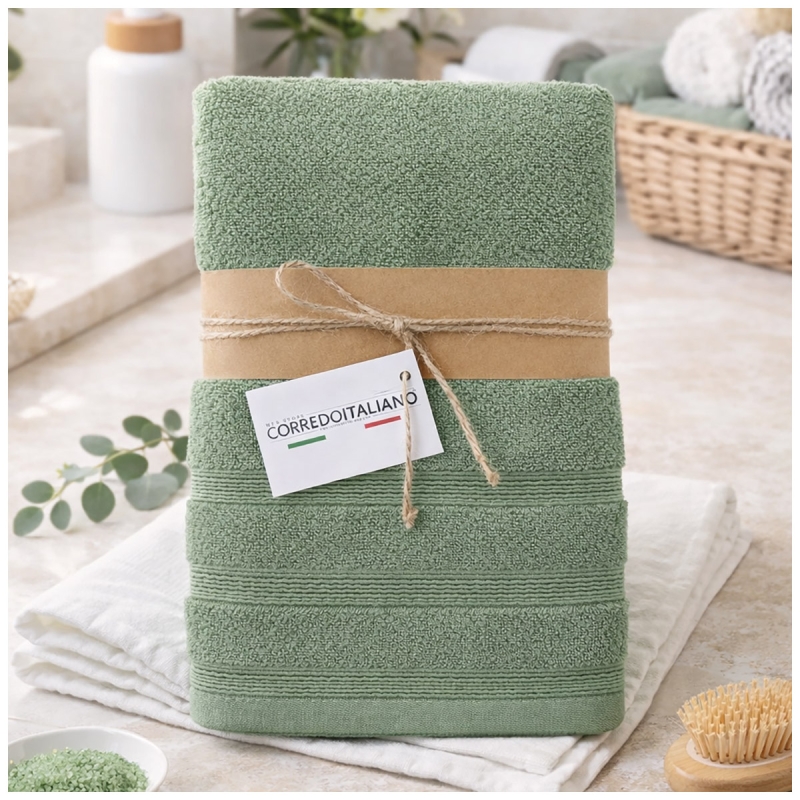 Soffio - set Asciugamani in spugna verde