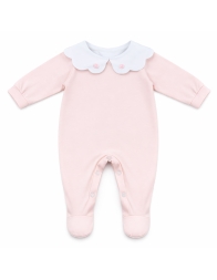Baby girl cotton jersey sleepsuit Corredino with embroidered collar