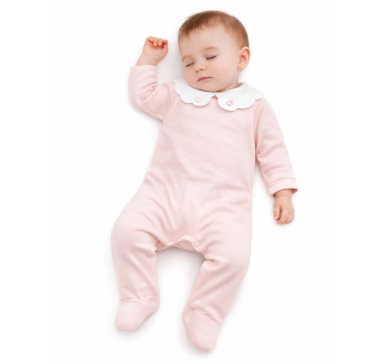 Tutina neonata cotone jersey Corredino con colletto ricamato 2