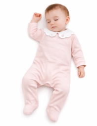 Tutina neonata elegante cotone jersey Corredino rosa con colletto