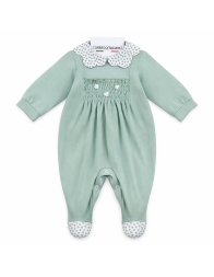 Tutina in cotone jersey con fiorellini ricamati