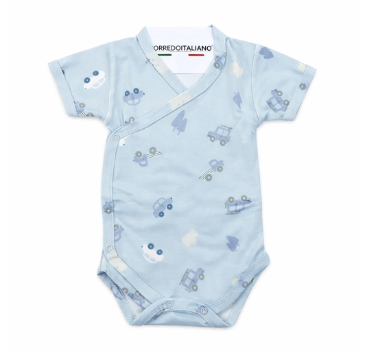 Side-Opening Bamboo Bodysuit - Cars - Coccodè Firenze