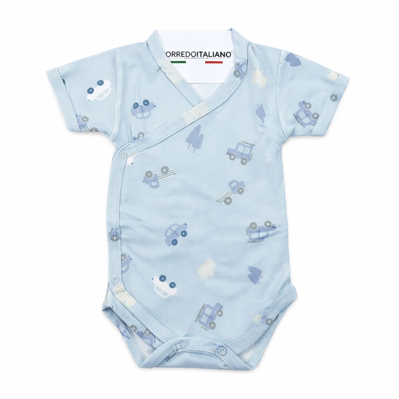 Side-Opening Bamboo Bodysuit - Cars - Coccodè Firenze