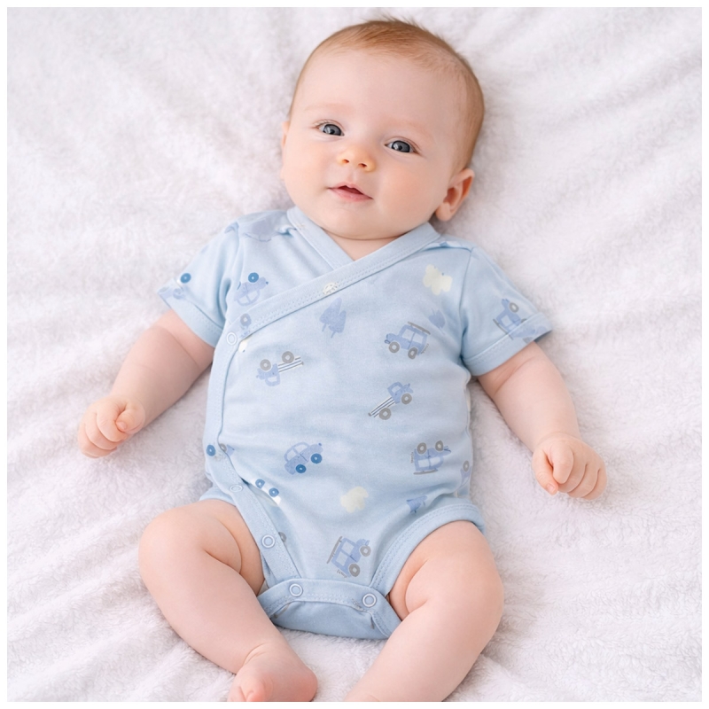 Side-Opening Bamboo Bodysuit - Cars...