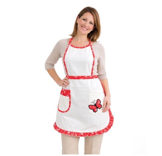 Embroidered apron with ruffle trim – Arabella – Artigiani...