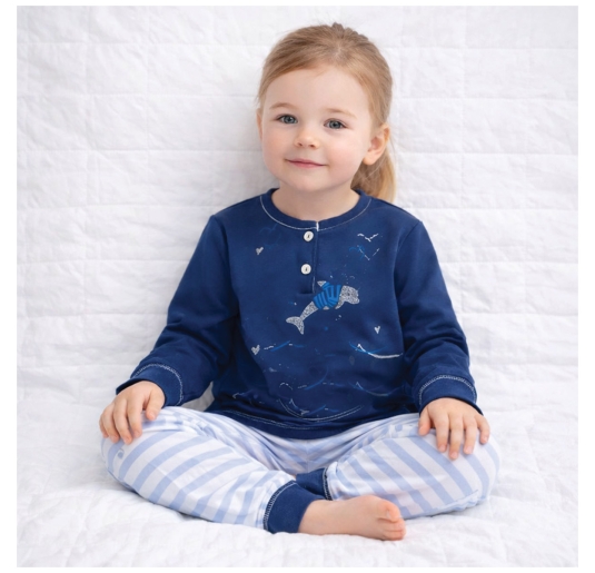 Pigiama bambina cotone con delfino Bip Bip Kids | Made in Italy