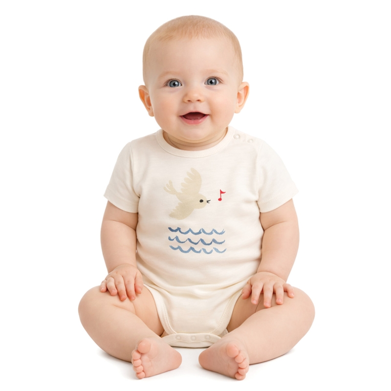 Cotton baby bodysuit Dirkje short sleeve latte color