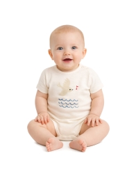 Body neonato cotone Dirkje mezza manica colore caffellatte