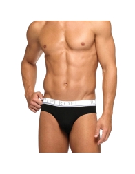 Slip uomo nero Perofil in cotone elasticizzato, vista frontale, intimo uomo confortevole