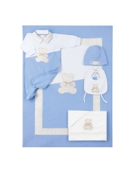 Set corredino neonato prima uscita cotone Teneri & Belli con orsetto ricamato