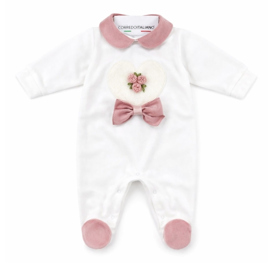Chenille Romper with Heart and Little Roses - TT402 -... 2