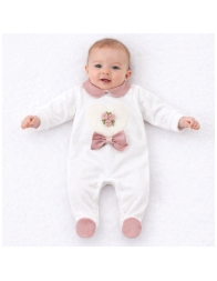 Chenille Romper with Heart and Little Roses | Teneri & Belli