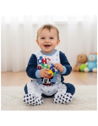Baby zip sleepsuit with non-slip feet – Mickey Mouse