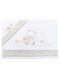 Cotton baby cot sheet with teddy embroidery for crib