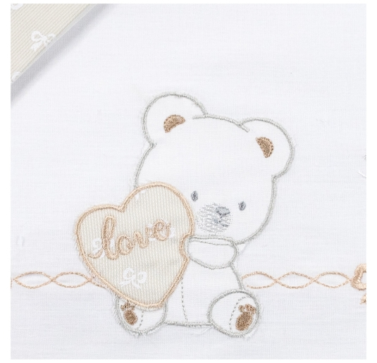Cotton baby cot sheet with teddy embroidery for crib 2