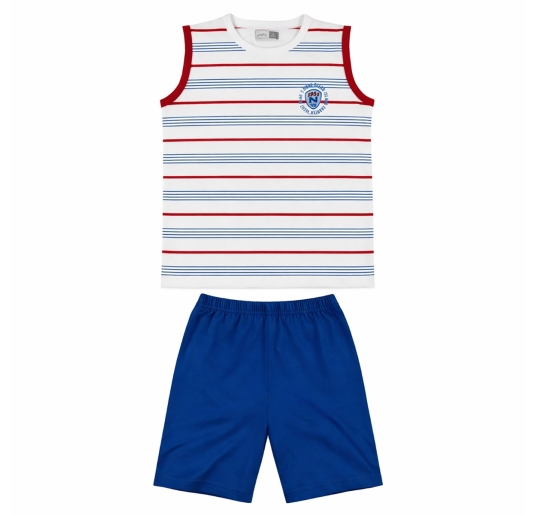 Boys cotton short pyjamas Ninetta striped tank and shorts 2
