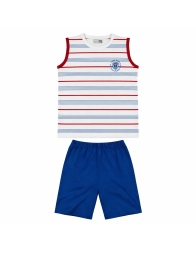 Summer boys cotton short pyjamas with blue bermuda shorts