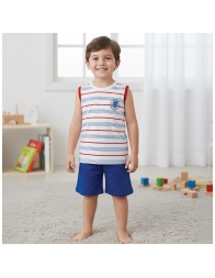 Pigiama corto bambino cotone Ninetta con canottiera a righe