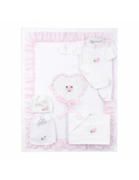 Set corredino neonata prima uscita in cotone - Roselline - Teneri & Belli