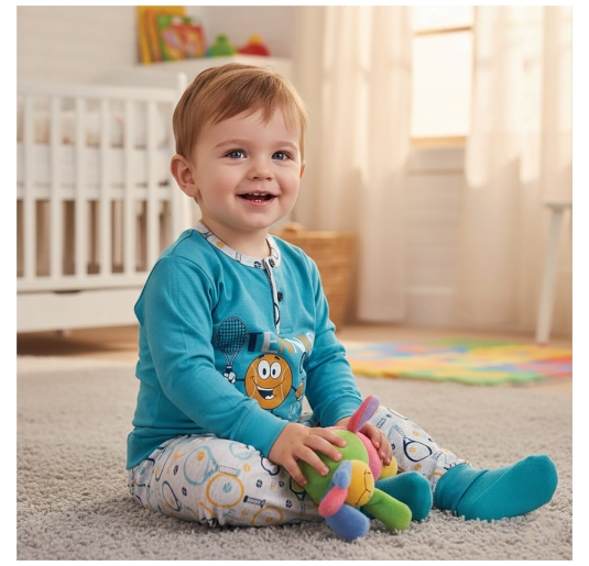 Baby boy cotton pajamas Made in Italy with patterned pants