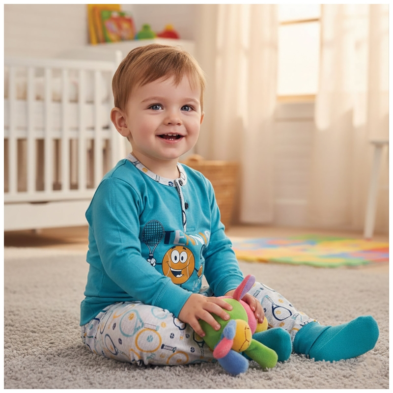 Baby boy cotton pajamas Made in Italy with patterned pants