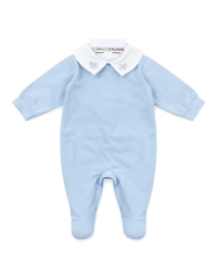 Cotton jersey baby sleepsuit with embroidered collar – CI195AZ – Corredino