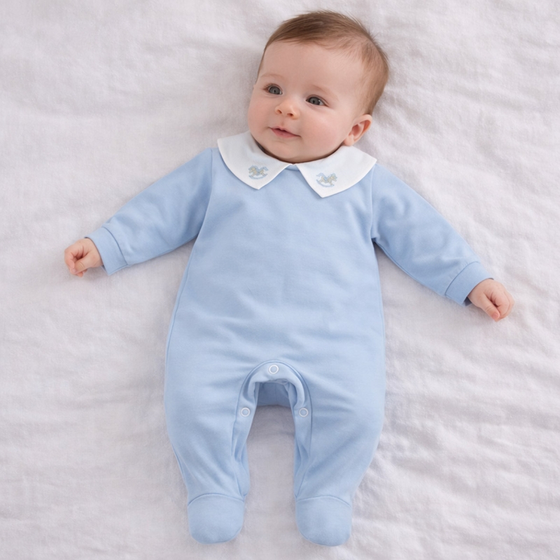 Tutina in cotone jersey con colletto...