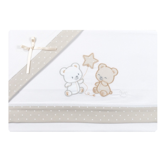 set lenzuola lettino neonato cotone ricamato orsetti