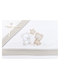 set lenzuola lettino neonato cotone ricamato orsetti