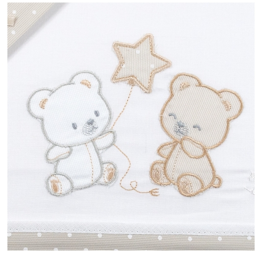 baby cot sheet set cotton embroidered teddy 2