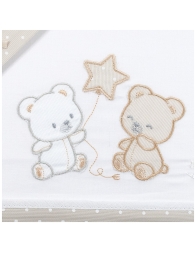 dettaglio set lenzuola lettino neonato cotone ricamo stellina