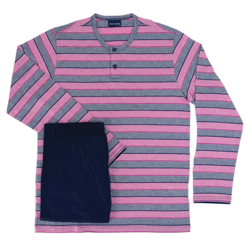 Elegant Perofil men cotton pajamas 3 button Henley