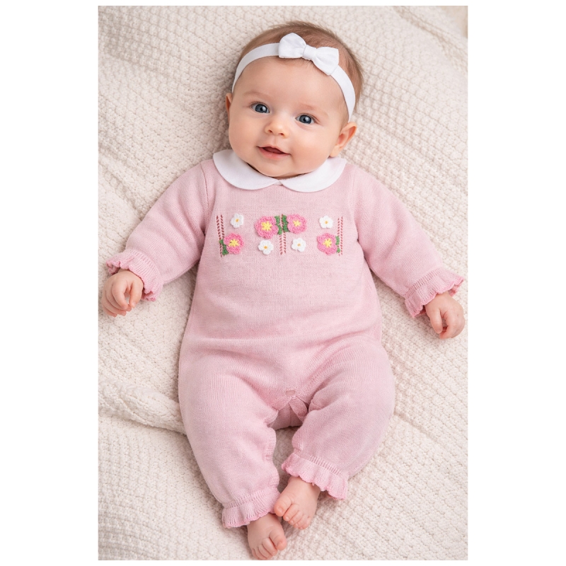 Baby girl cotton tricot romper - EB4410A - Stella