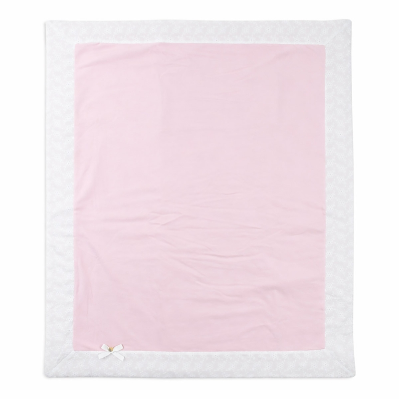 Cotton jersey crib blanket Coccode with San Gallo lace trim