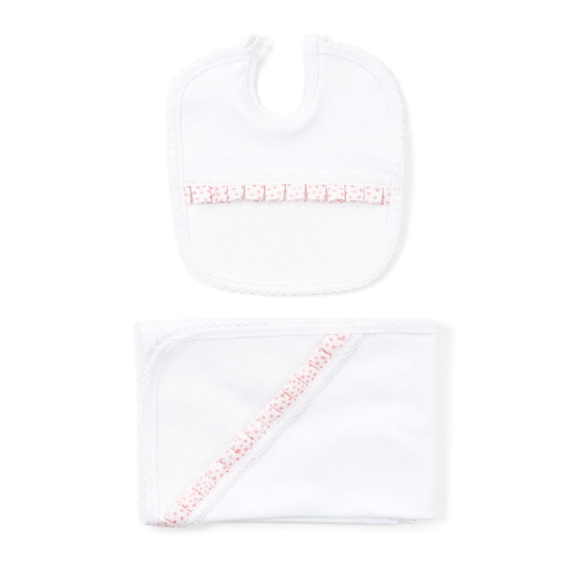 Set neonato con bavaglino ricamabile e copertina multiuso